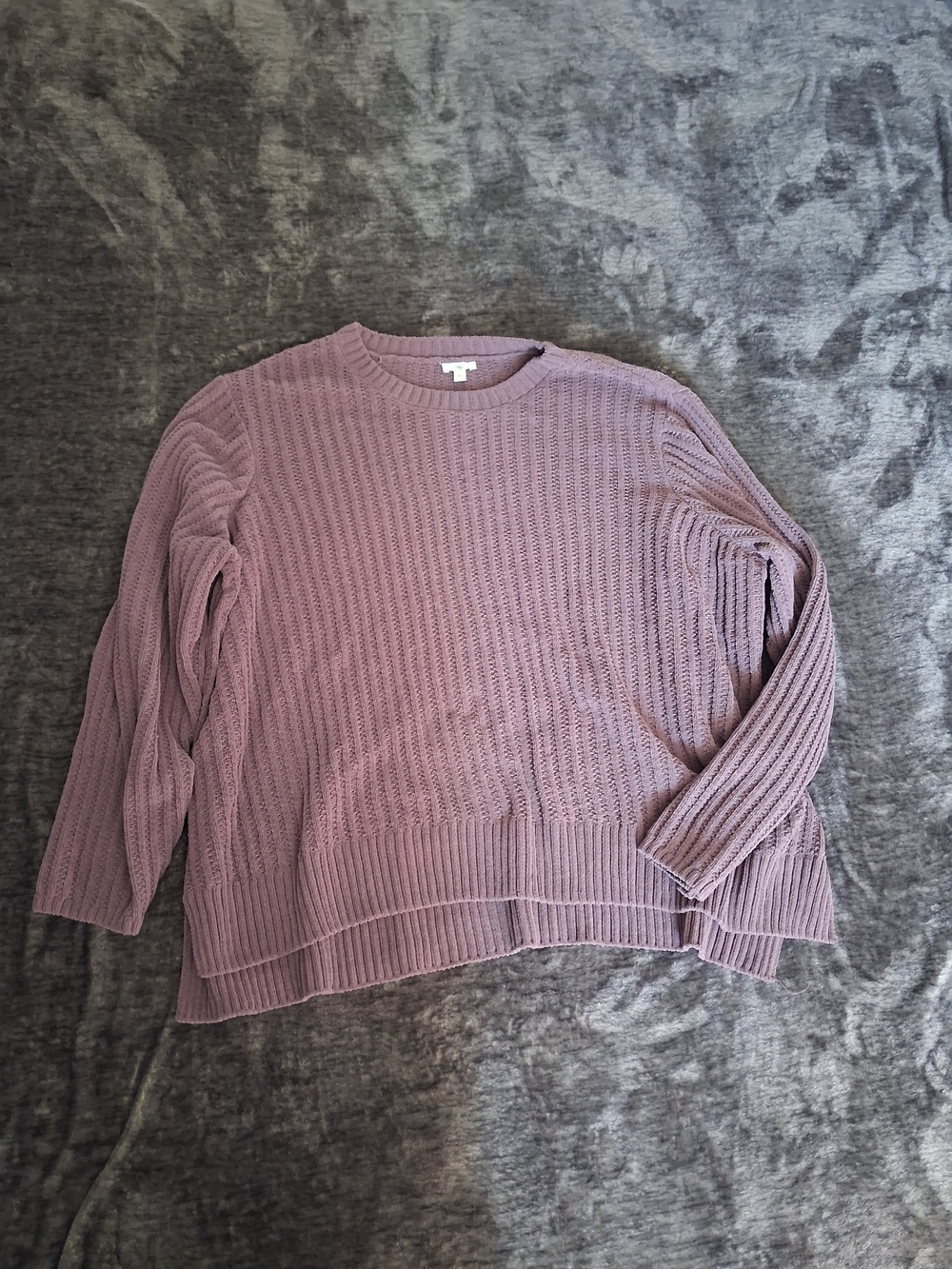 Dip Womens 3X Purple Rib-Knit Crew Neck Long Sleeve Pullover Sweater
